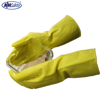 NMSAFETY manguito largo guantes de látex de color amarillo hogar para uso de lavado